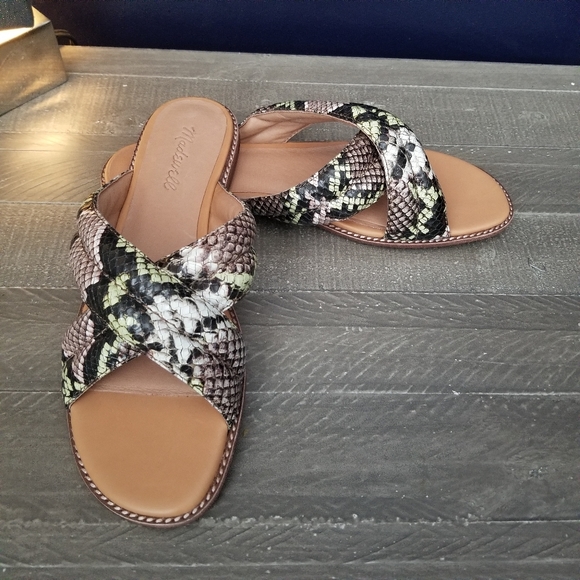 Madewell Skyler Slide In Snake Skin Leather - Picture 2 of 9